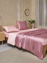 [MauvePâle+RoseClair] SilkSilky-FR Parure de Lit Soie 003