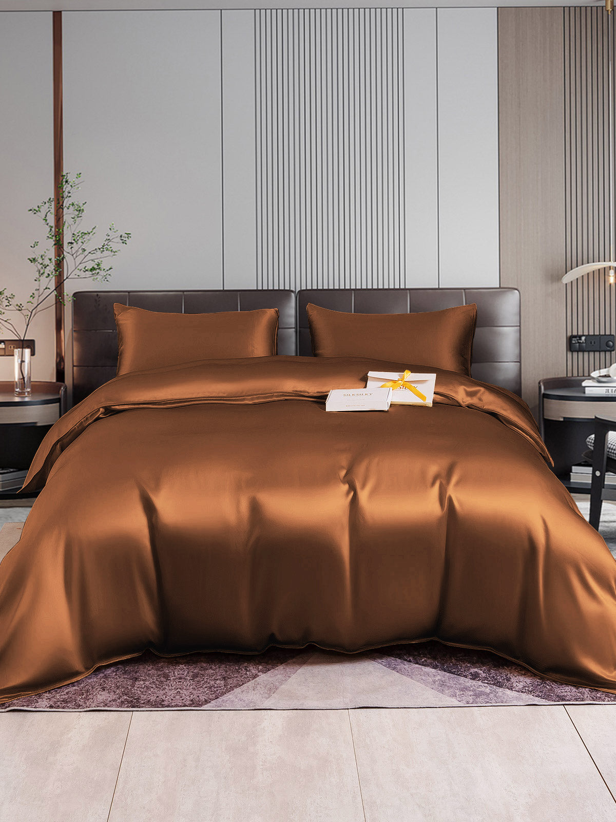 SilkSilky FR 22Momme Pure Soie Bedding Set Café 001