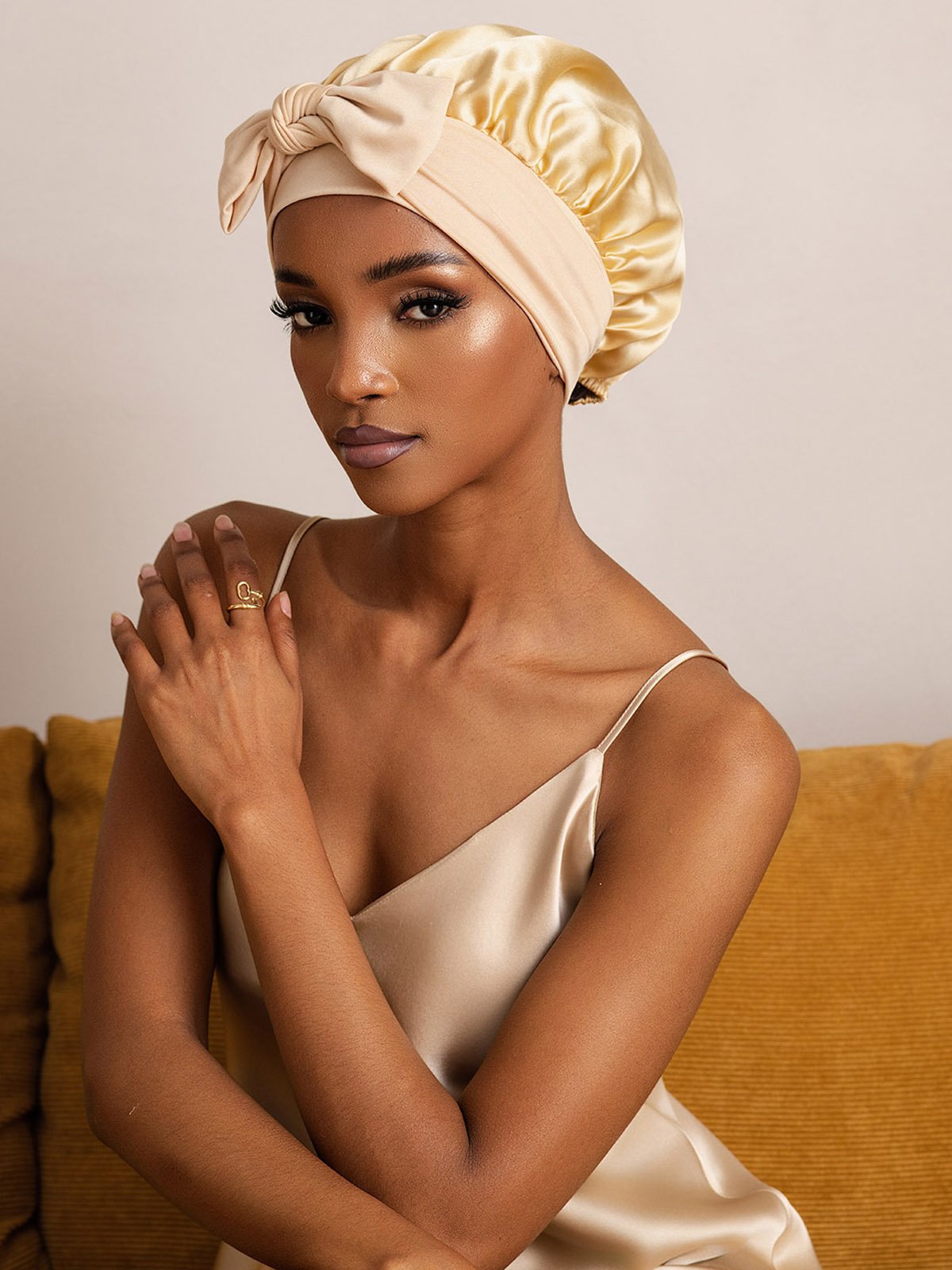 SilkSilky-FR Soie Sleep Cap Champagne 002