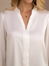 [Blanc] SilkSilky-FR Long Sleeve Blouse 005