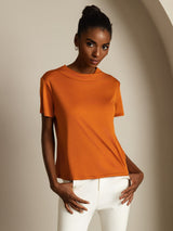 [Orange] SilkSilky-FR Short Sleeve Femme T-Shirt 004
