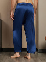 [Bleu Foncé] SilkSilky-FR Pure Soie Mens Sleep Bottoms 002