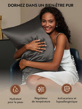 [Gris Foncé] SilkSilky-FR 30Momme Taies d'Oreiller 005