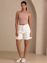 [Rose] SilkSilky-FR Sleeveless Crew Neck Top À Fines Brides 007