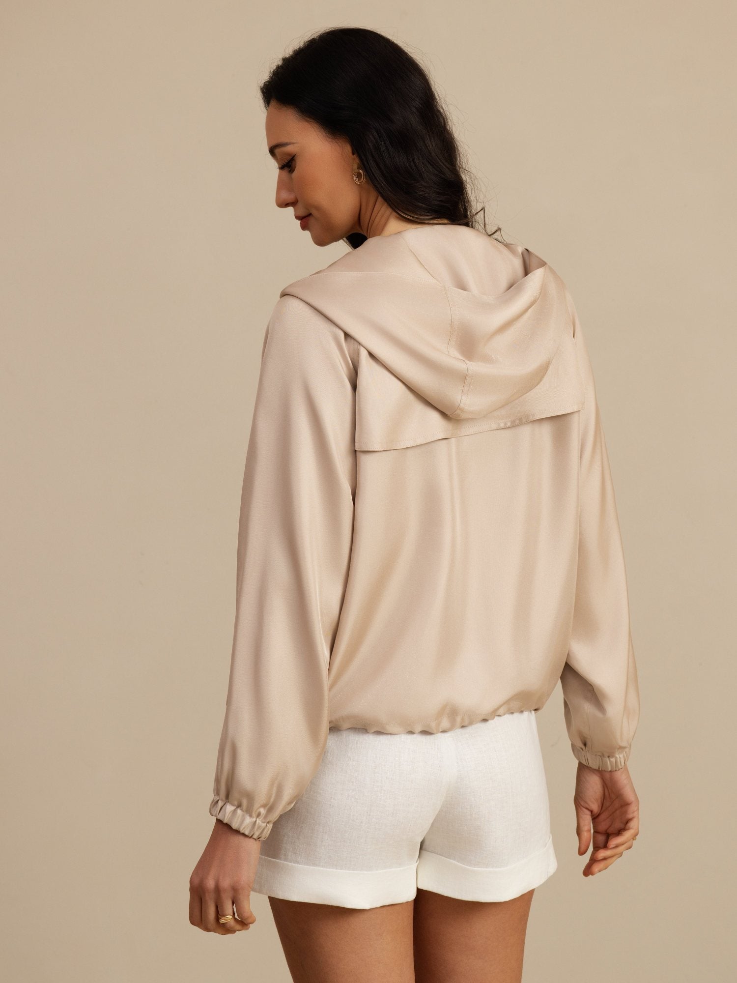 [Tan] SilkSilky-FR Manches longues Col Haut Femme Manteaux 002