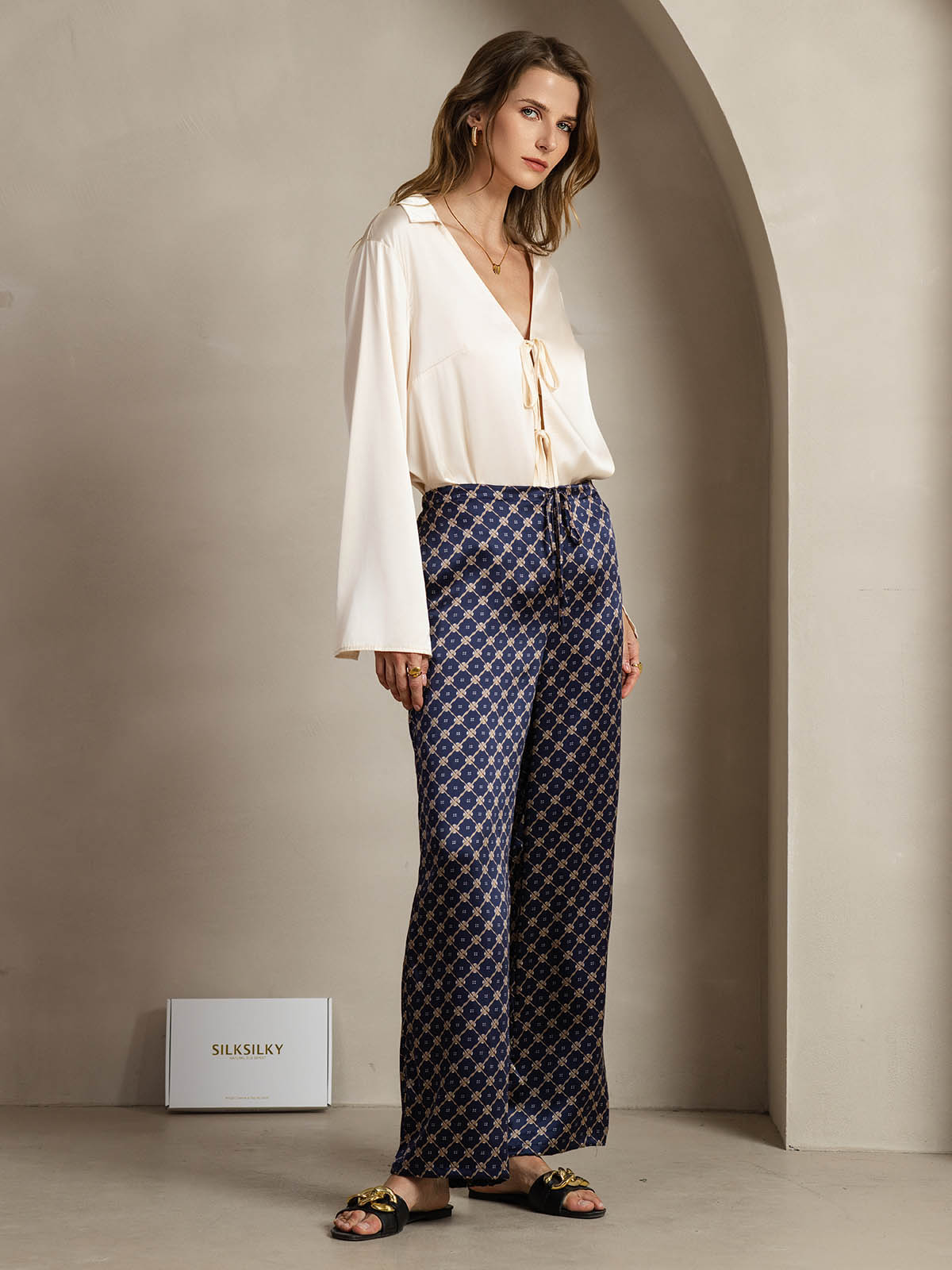 [Chaîne Marine] SilkSilky-FR 19Momme Soie Womens Pants 004