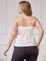 [Blanc] SilkSilky-FR Fines Brides Col V Top À Fines Brides grandes tailles 002