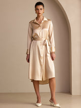 [Champagne] SilkSilky-FR Long Sleeve Lapel Collar Robes 001