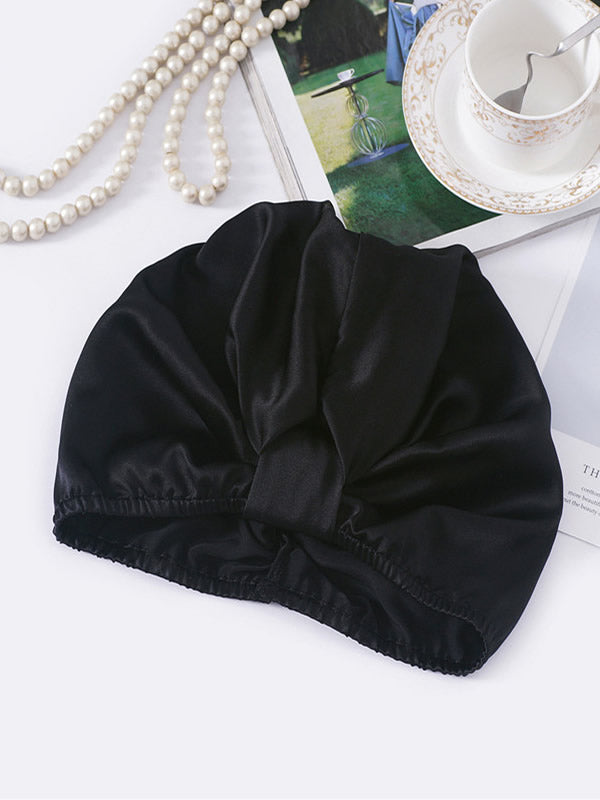 [Noir] SilkSilky-FR Pure Soie Sleep Cap 002
