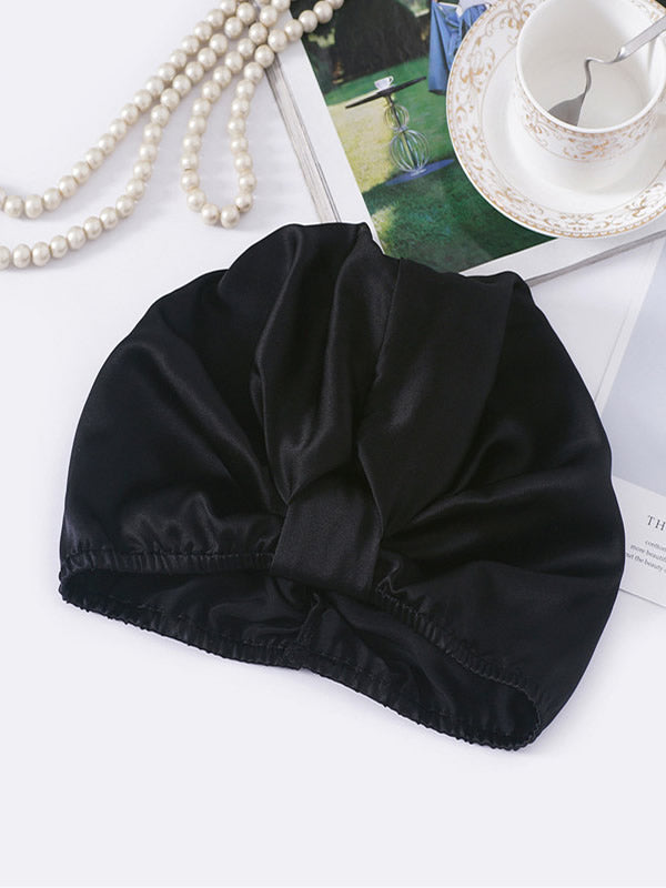 SilkSilky-FR Pure Soie Sleep Cap Noir 002