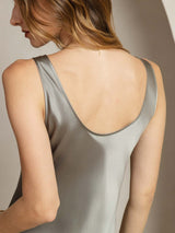 [Vert Grisâtre] SilkSilky-FR Sans manches Encolure Dégagée Robes 005