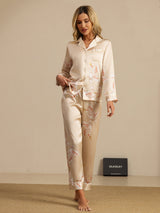 [Champagne] SilkSilky-FR Long Sleeve Lapel Collar Femme Pyjamas 006