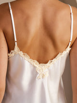 [Blanc] SilkSilky-FR Sleeveless V Neck Top À Fines Brides 005