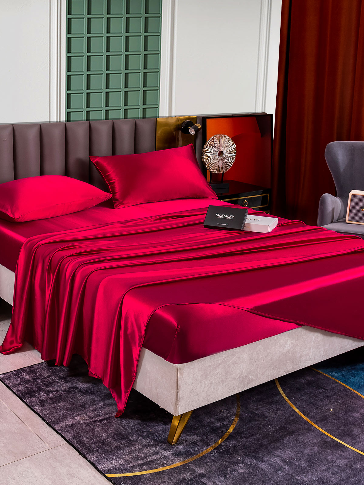 [Rouge Vineux] SilkSilky-FR 25Momme Pure Soie Bedding Set 003