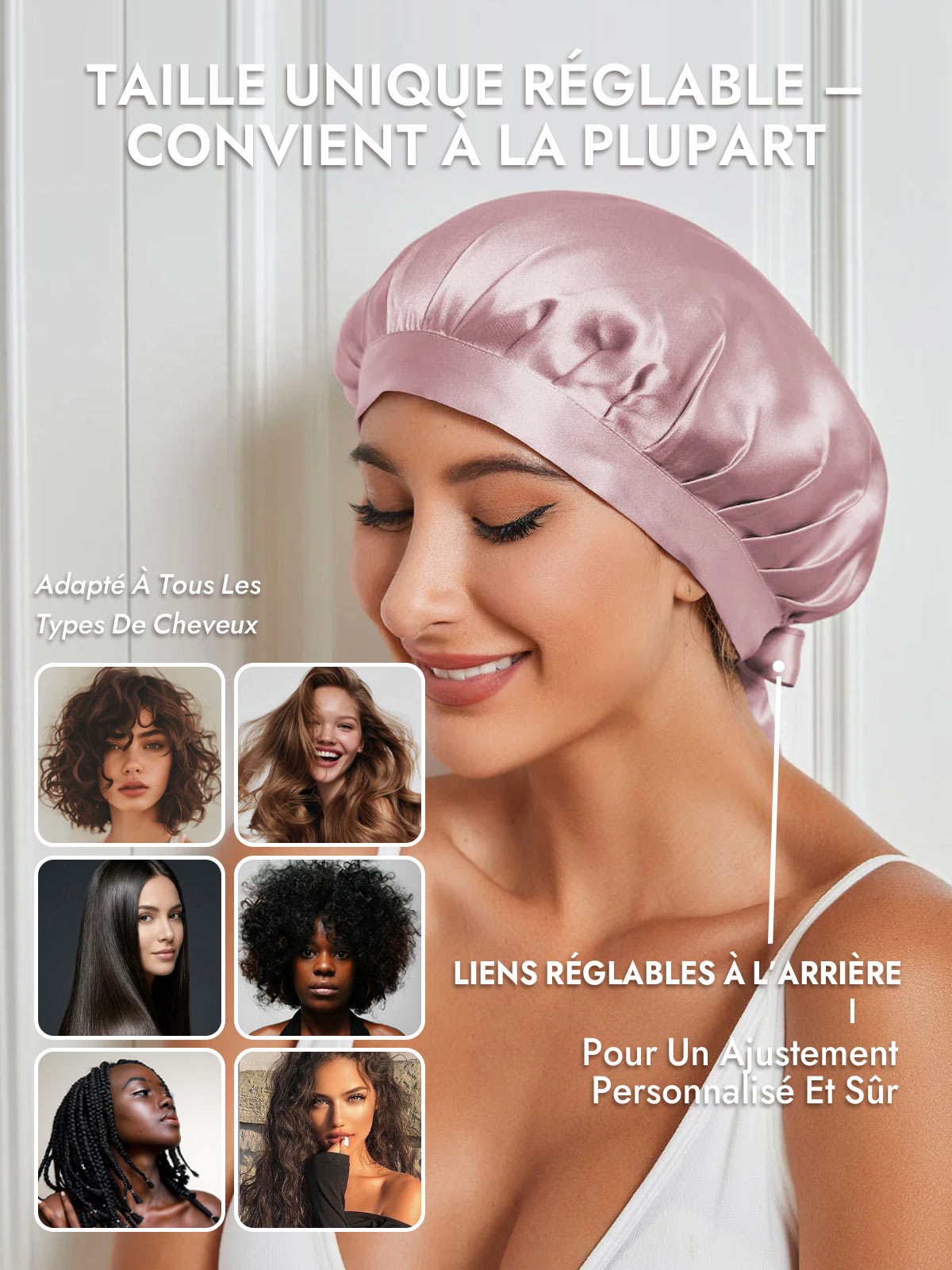 [Mauve Pâle] SilkSilky-FR Bonnets de Nuit 006