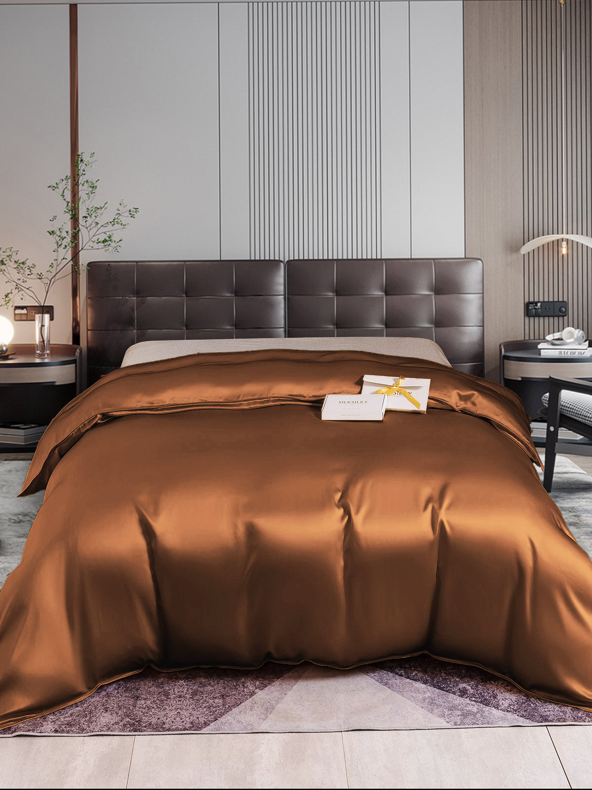 SilkSilky FR 22Momme Pure Soie Duvet Cover Café 001