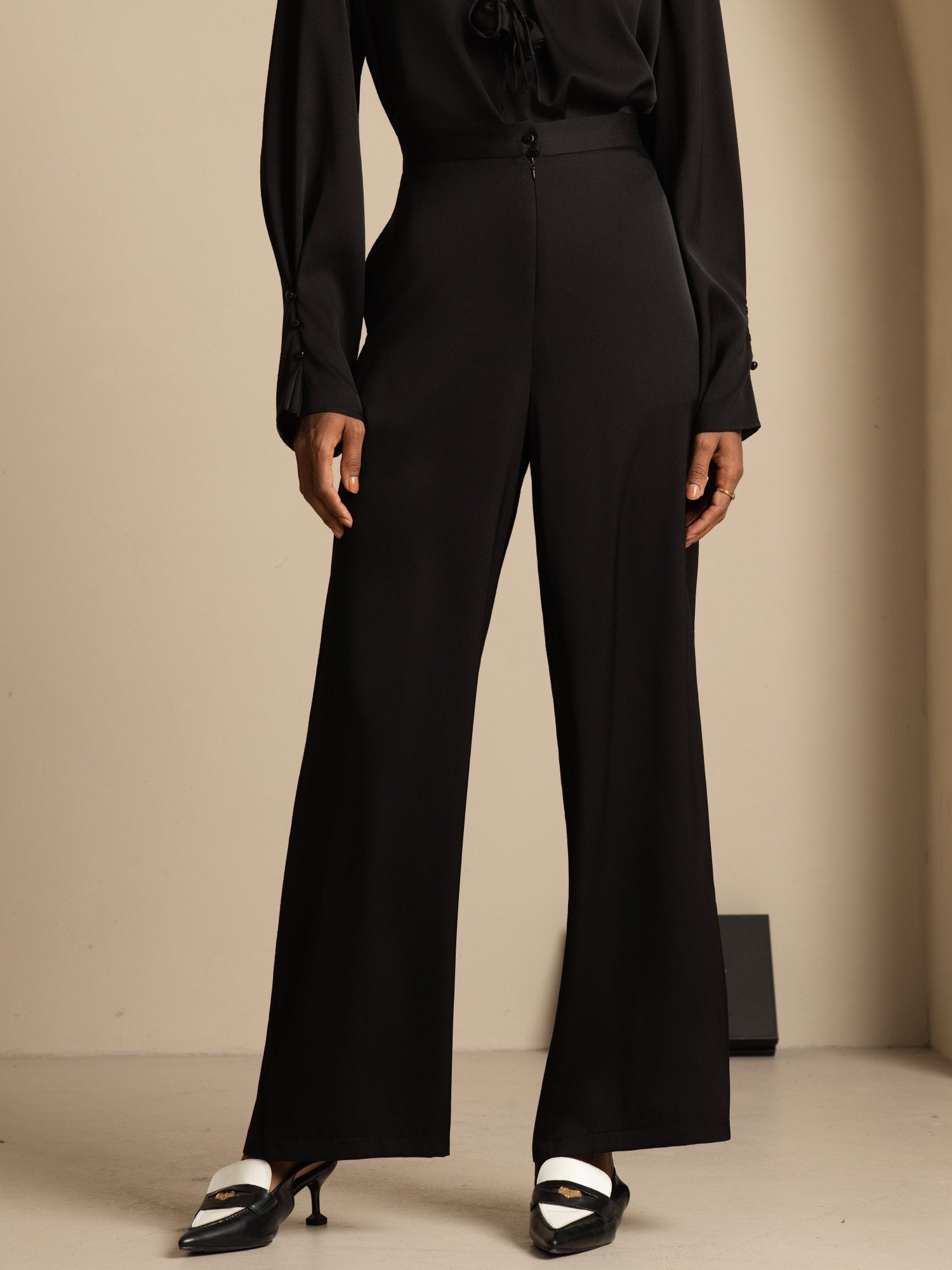 [Noir] SilkSilky-FR 19Momme Soie Womens Pants 003