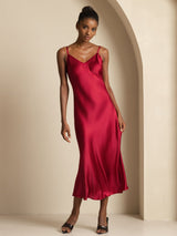 [Rouge Vineux] SilkSilky-FR Sleeveless V Neck Robes 004