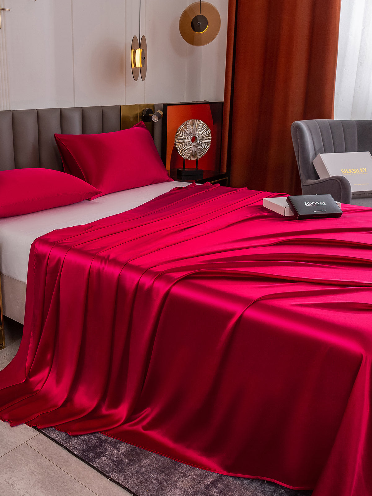 [Rouge Vineux] SilkSilky-FR 19Momme Pure Soie Bedding Set 005