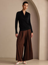 [Noir] SilkSilky-FR Long Sleeve Blouse 006