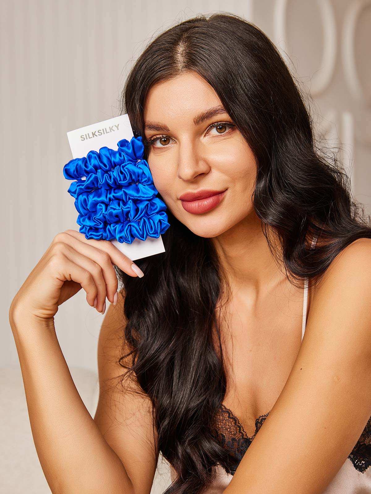 [Bleu] SilkSilky-FR 19Momme Pure Soie Scrunchie 001