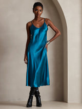 [Bleu Royal] SilkSilky-FR Sleeveless V Neck Robes 001
