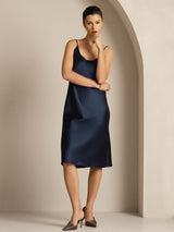 [Bleu Foncé] SilkSilky-FR Sleeveless Col en U Robes 004