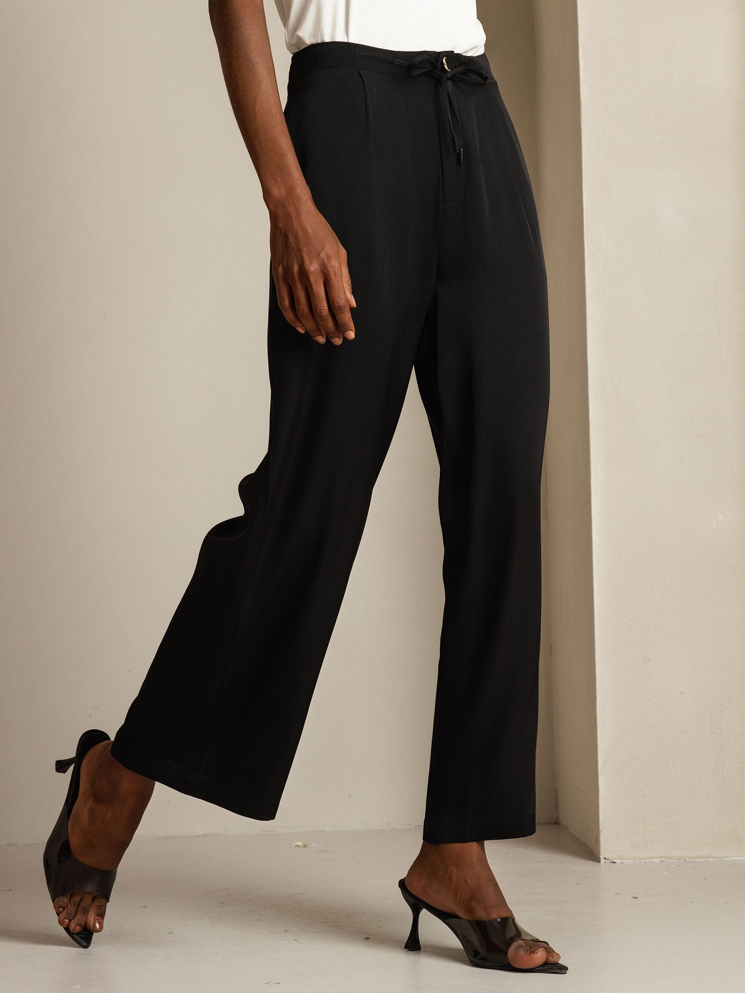 [Noir] SilkSilky-FR 19Momme Soie Womens Pants 007