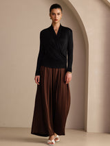 [Noir] SilkSilky-FR Long Sleeve Blouse 005