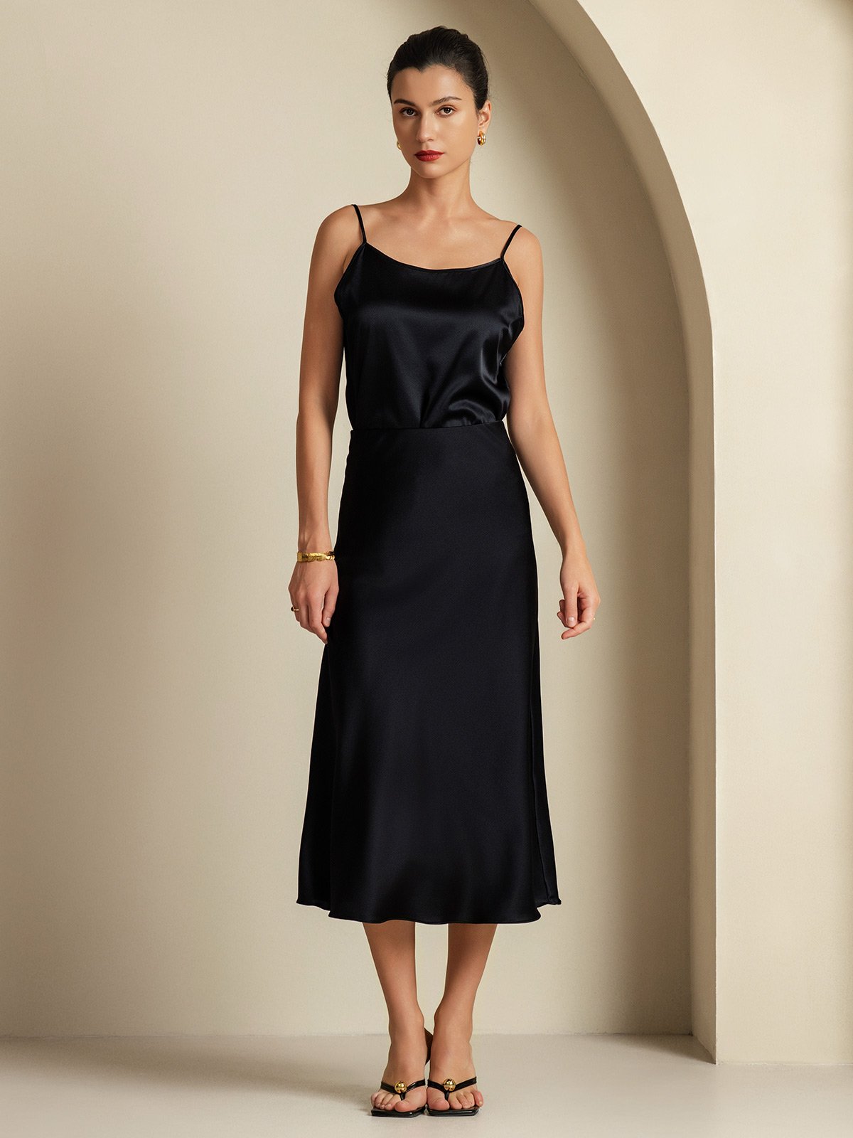 [Noir] SilkSilky-FR 19Momme Soie Womens Outfit Sets 003,