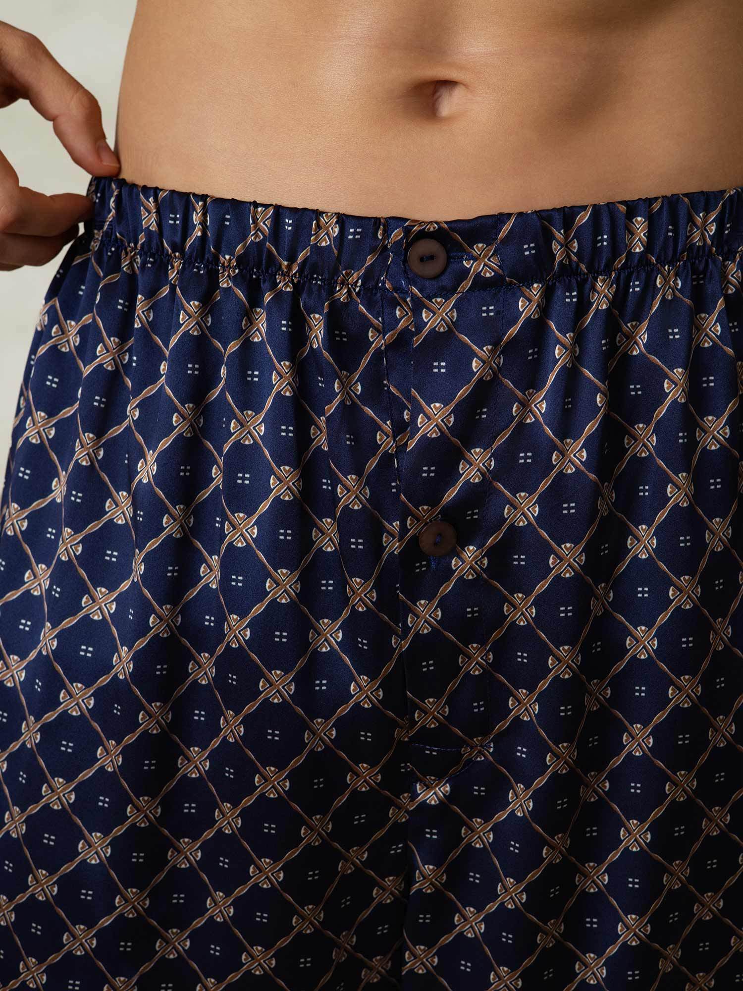 [Chaîne Marine] SilkSilky-FR Soie Mens Sleep Bottoms 006,