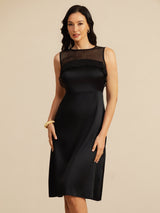 [Noir] SilkSilky-FR Sleeveless Illusion Neck Robes 001