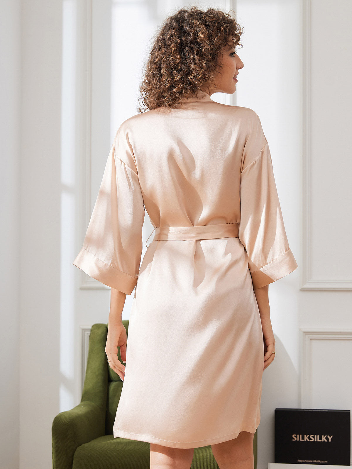 [Champagne] SilkSilky-FR Pure Soie Womens Robe 002