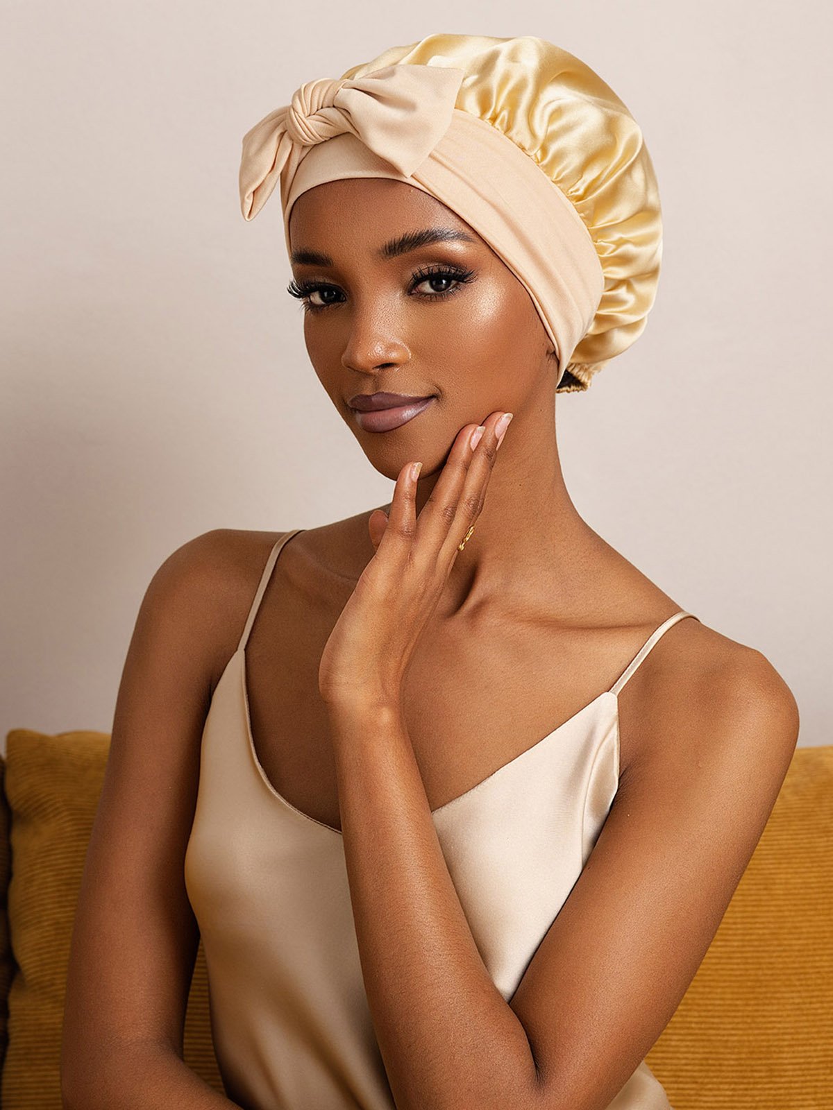 SilkSilky-FR Soie Sleep Cap Champagne 004