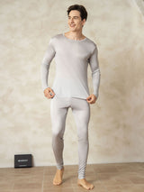 [Argent] SilkSilky-FR Long Sleeve Round Neck Sous Vêtements Longs Homme 003