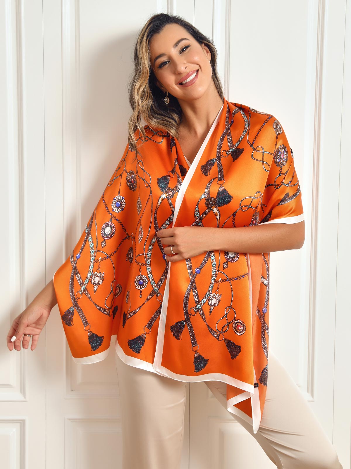 SilkSilky FR Pure Soie Scarf Orange 002