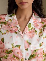 [Pivoine Blanche] SilkSilky-FR Short Sleeve Notch Collar Femme Pyjamas 005