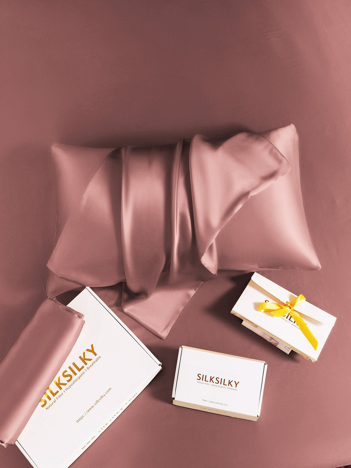 [Mauve Pâle] SilkSilky-FR 22Momme Pure Soie Pillowcase 005