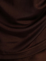 [Café] SilkSilky-FR 100% Silk Jersey Short Sleeve Mock Neck Femme T-Shirt 005