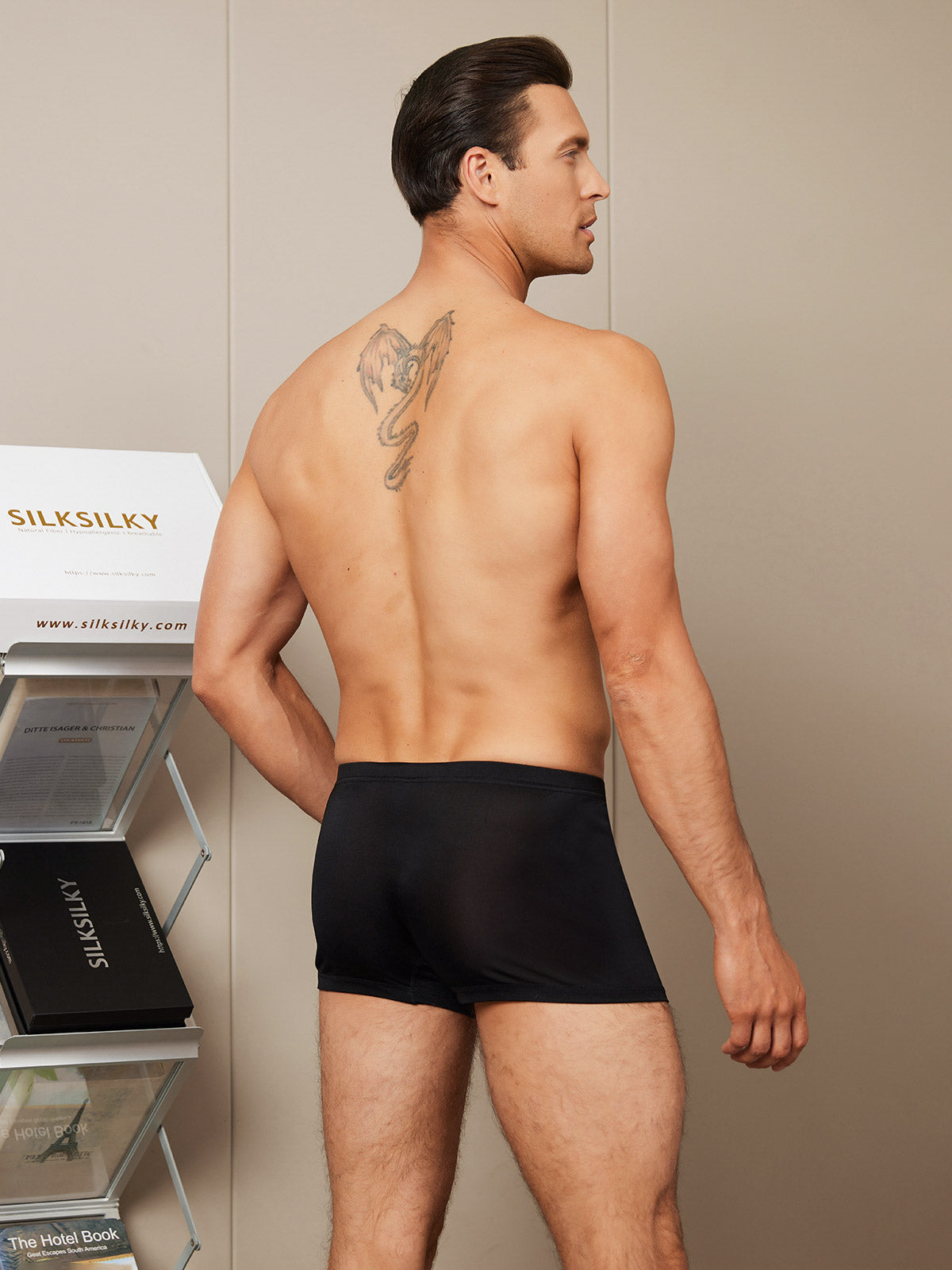 SilkSilky FR Soie Tricotée Mens Underwear Noir 002