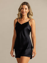 [Noir] SilkSilky-FR Sleeveless V Neck Ensemble Camisole 004
