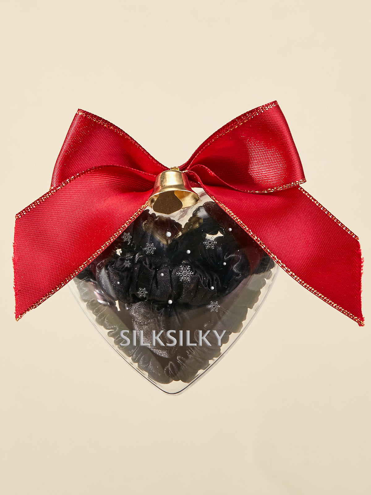 SilkSilky-FR Pure Soie Scrunchie Noir 001