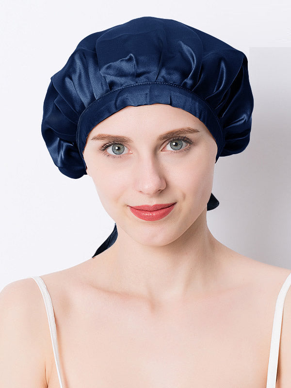 SilkSilky FR Pure Soie Sleep Cap BleuFoncé 001