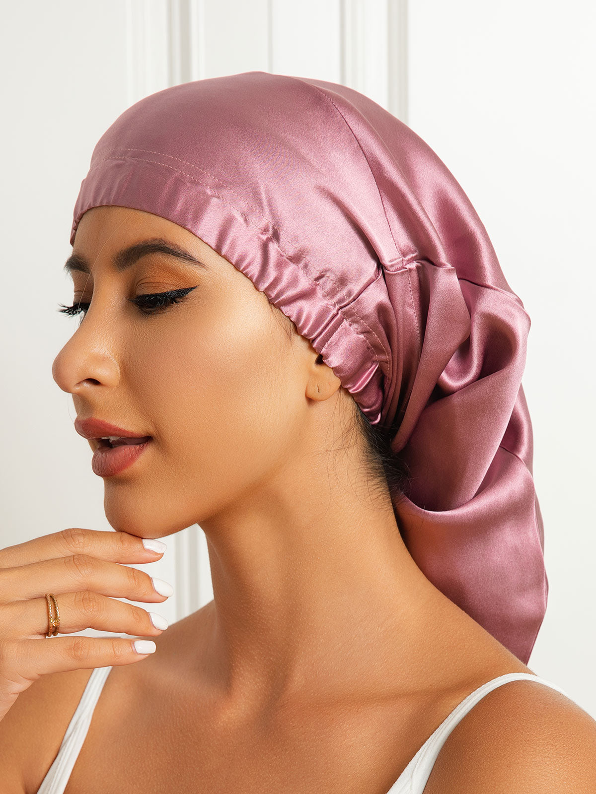 [Mauve Pâle] SilkSilky-FR Bonnets de Nuit 002