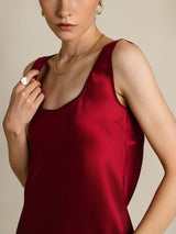 [Rouge Vineux] SilkSilky-FR Sleeveless Top À Fines Brides 008
