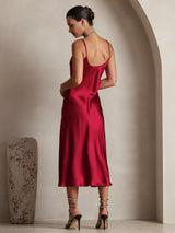 [Rouge Vineux] SilkSilky-FR Sleeveless V Neck Robes 002