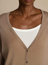 [Tan] SilkSilky-FR Long Sleeve Cardigan Femme 005