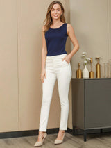 [Bleu Foncé] SilkSilky-FR Sans manches Col Rond Femme T-Shirt 004