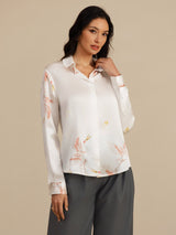 [Blanc] SilkSilky-FR 19Momme Manches longues Col à Revers Femme Chemise 003