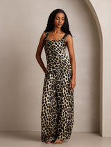 [Leopard] SilkSilky-FR Pure Soie Col Bateau Ensemble Camisole 001,